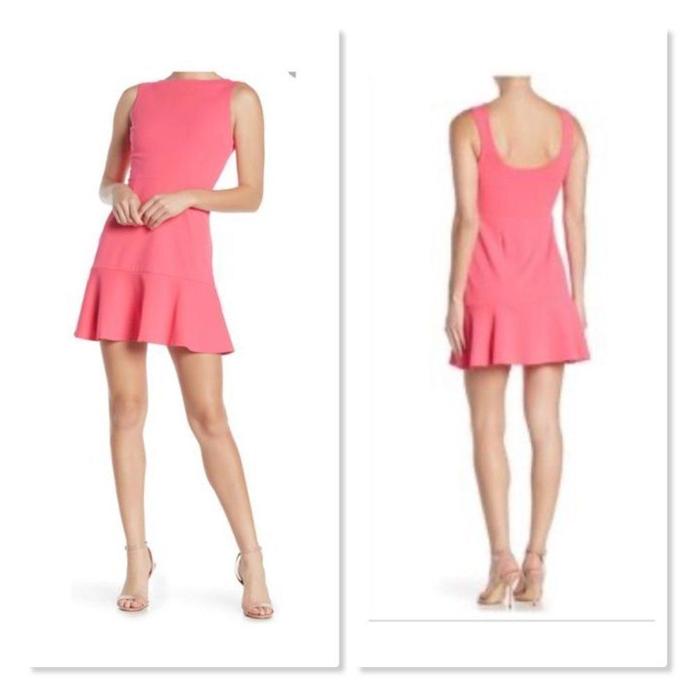 Love Ady Ruffle-Hem Fit & Flare Dress size Medium in Pink - NEW